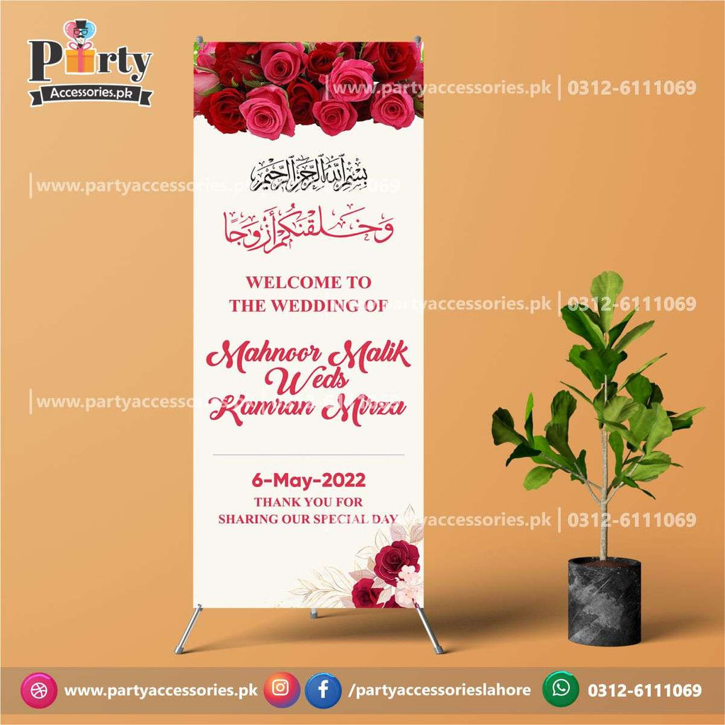 Customized wedding decorations | Welcome standee for wedding event in floral theme