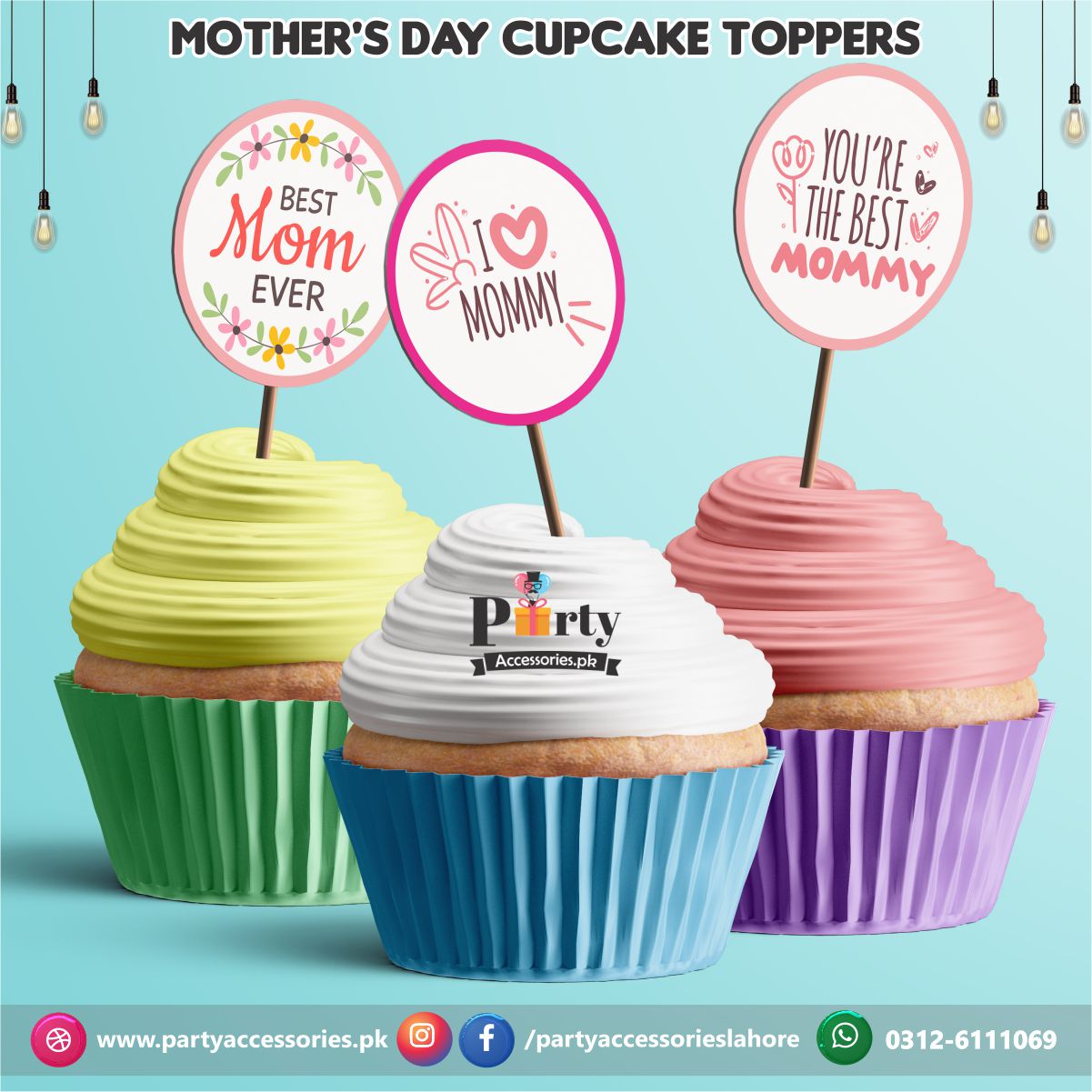 Happy Mother's Day Customized Birthday Cupcake Toppers Set