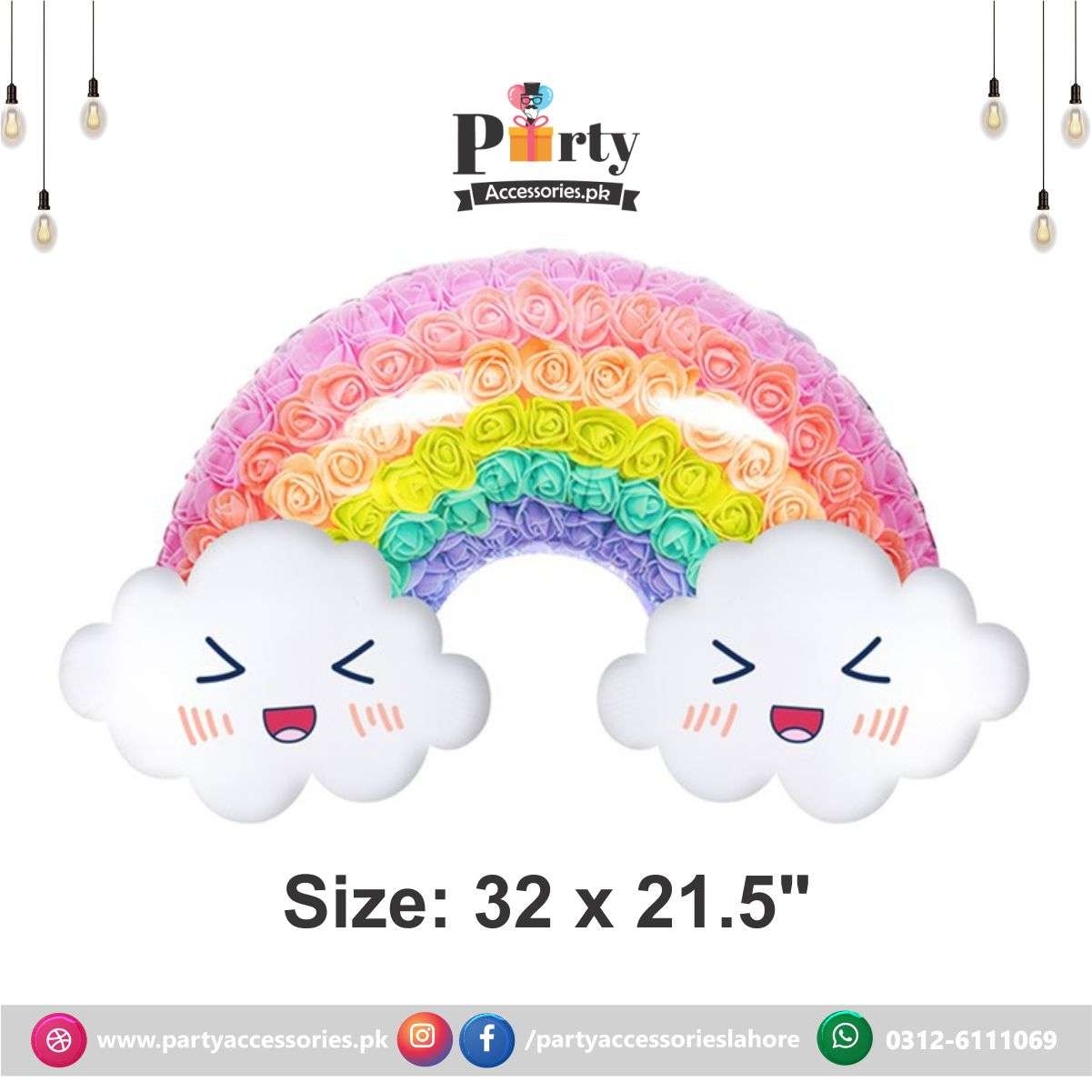 rainbow theme foil balloons with floral design 