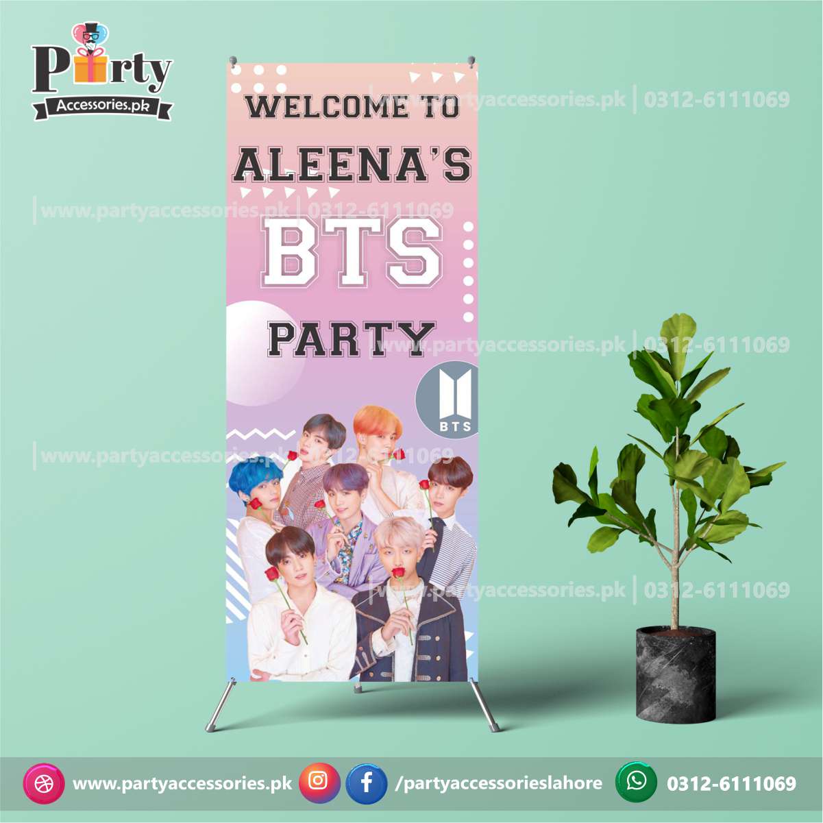 BTS Birthday Theme Party Customized Panaflex Welcome Standee ...