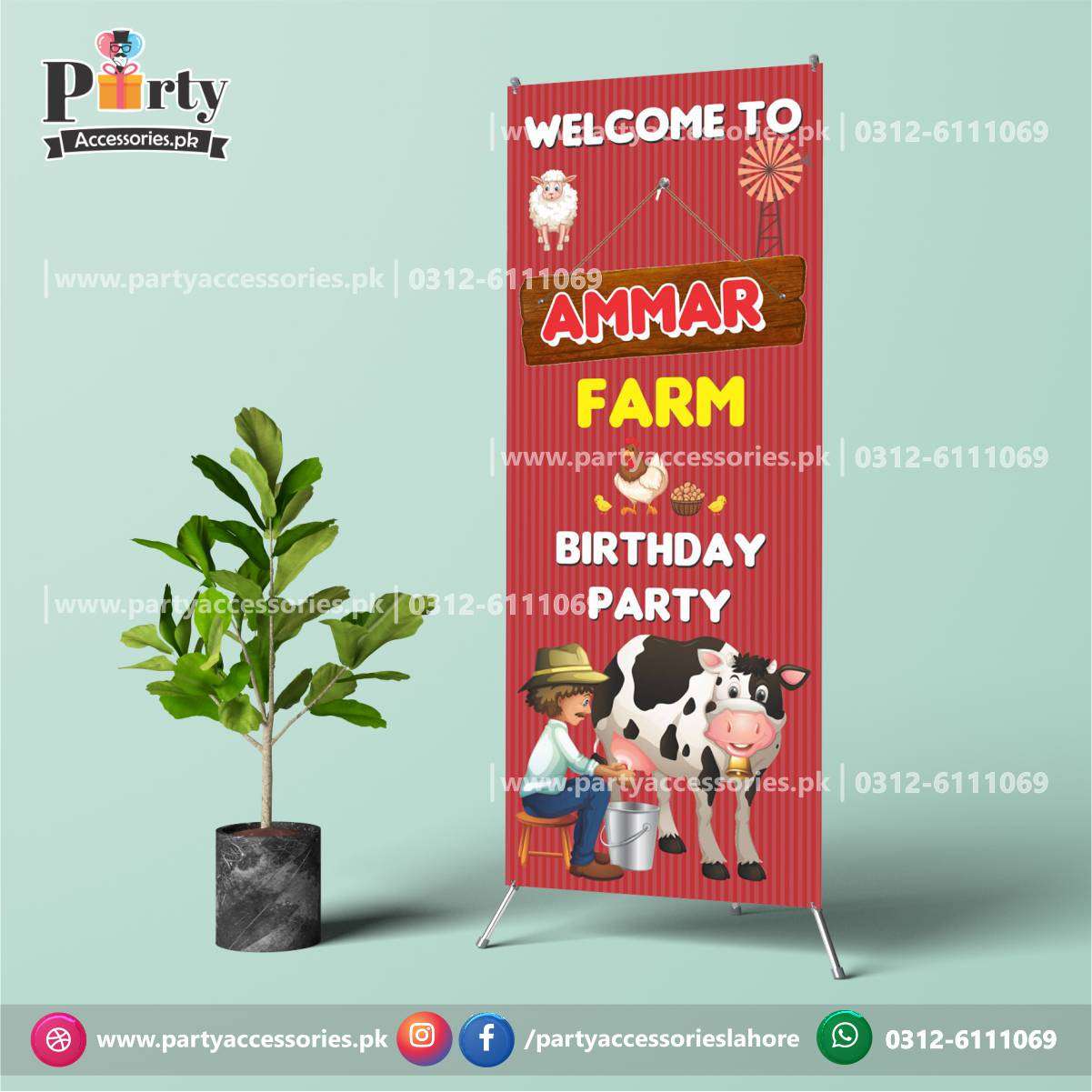  Welcome Standee in Farm animals Theme Birthday Party decor