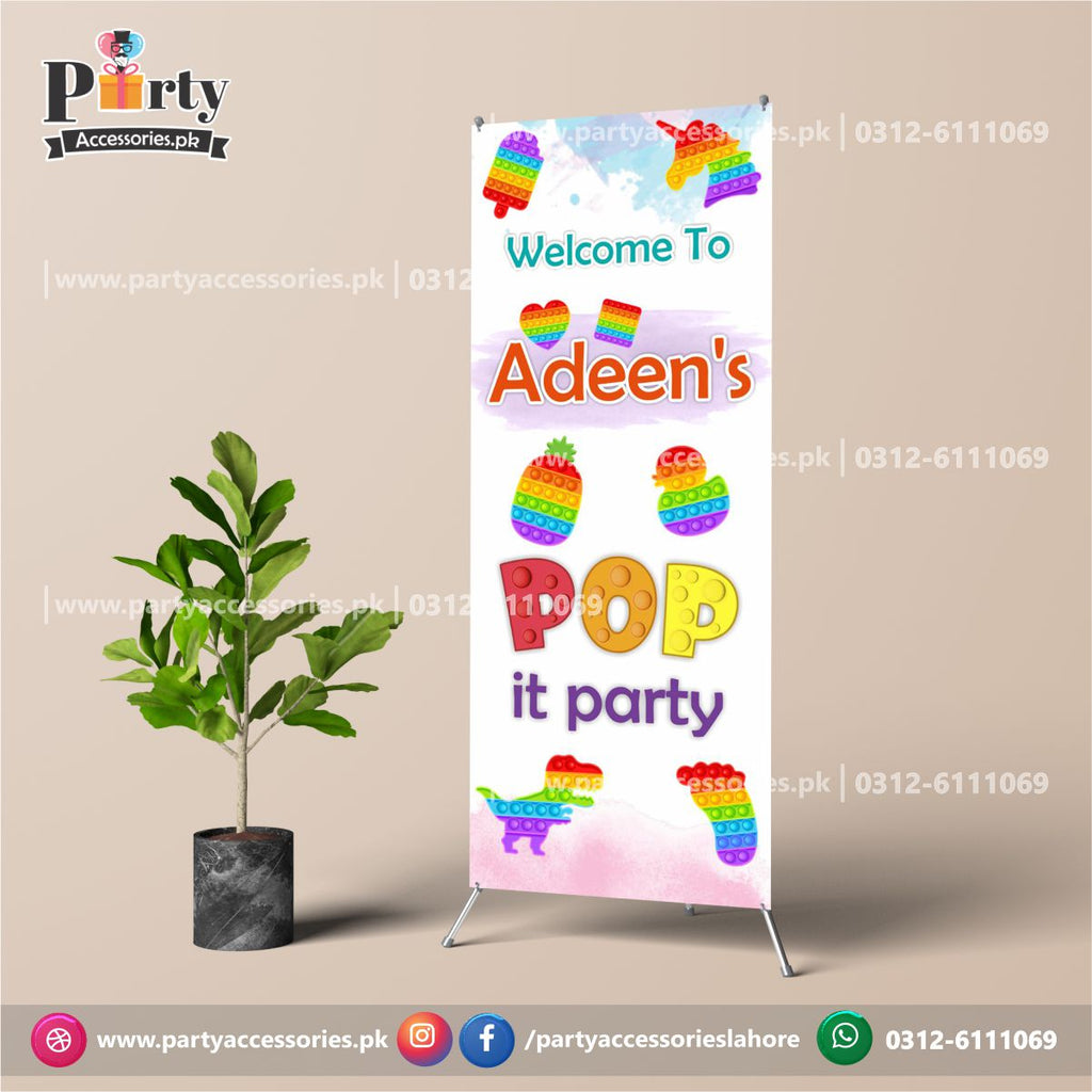 Customized Welcome Standee for Pop It Party theme party