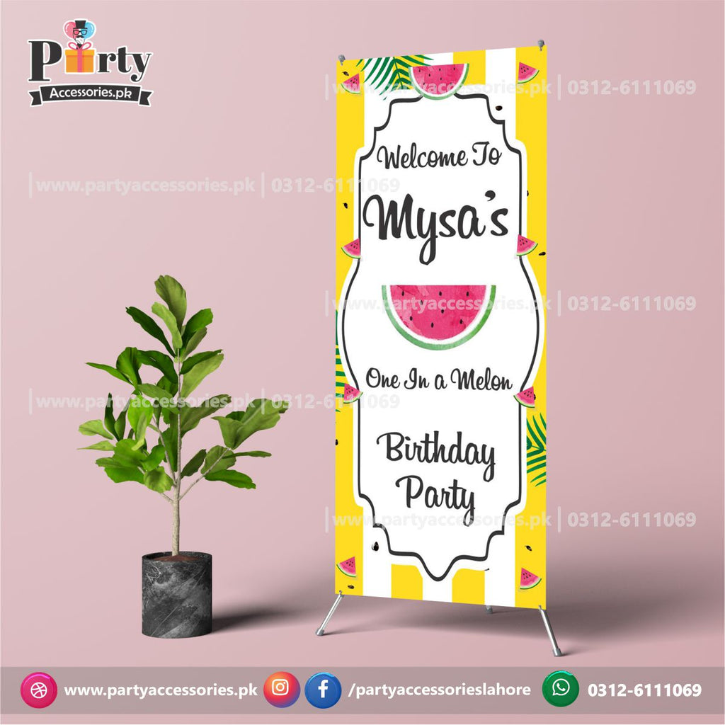 Welcome Standee in One in a melon Theme Birthday Party