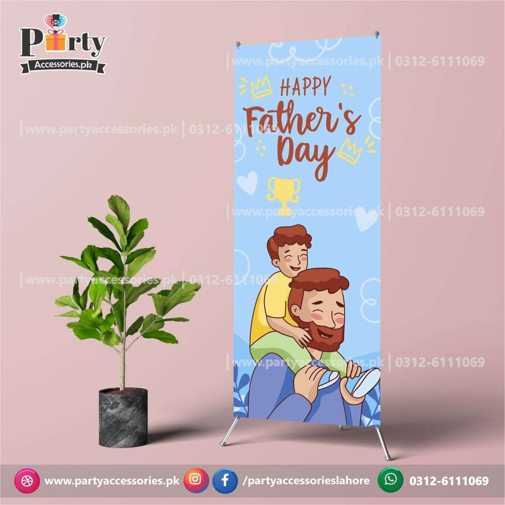 Customized Fathers day decorations | Father's day welcome standee in elegant blue shade