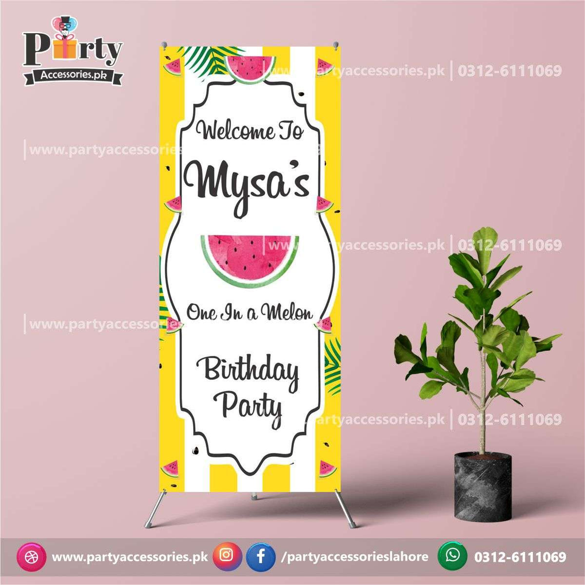 Welcome Standee in One in a melon Theme Birthday Party