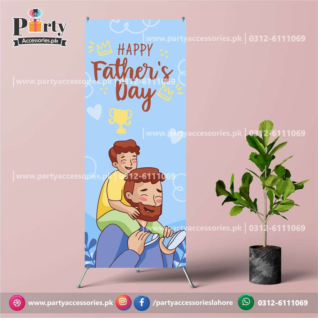 Customized Fathers day decorations | Father's day welcome standee in elegant blue shade