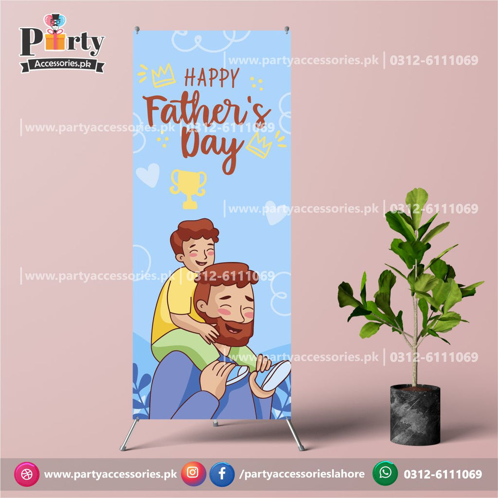 Customized Fathers day decorations | Father's day welcome standee in elegant blue shade