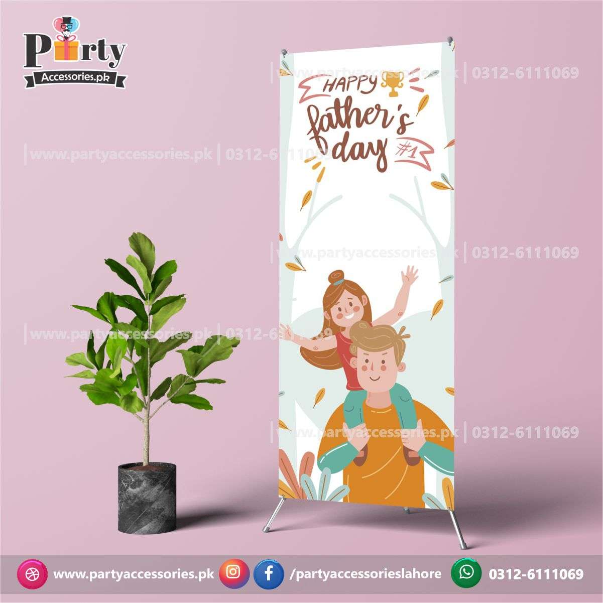 Customized Fathers day decorations | Father's day welcome standee in elegant light shade