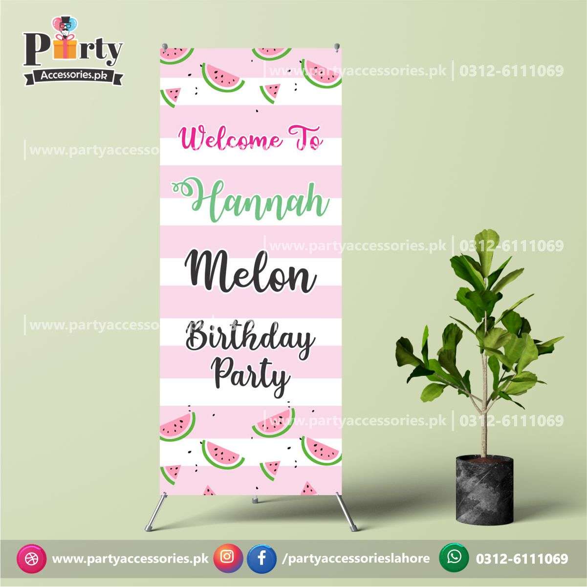 Customized Welcome Standee in One in a melon Theme Birthday Party