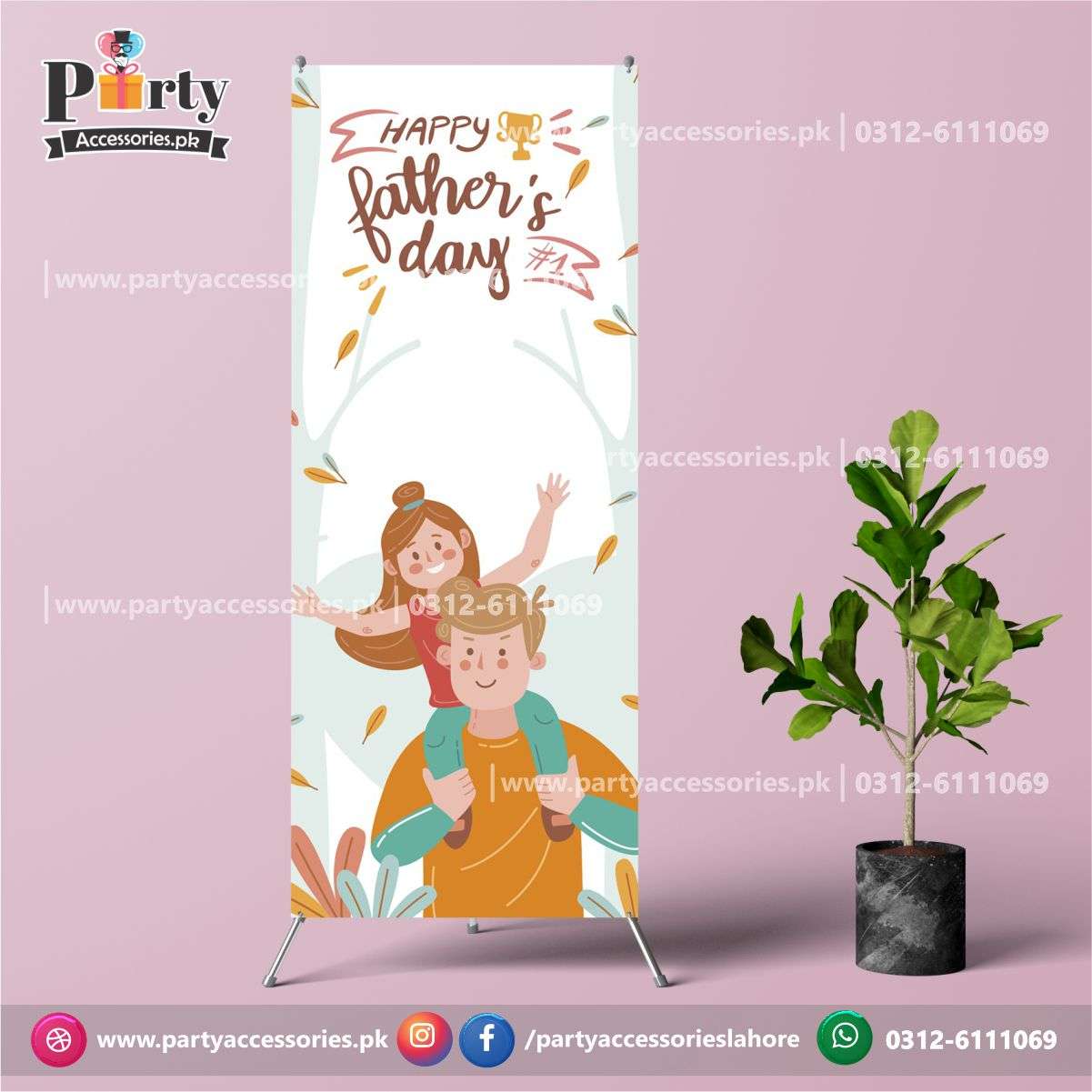 Customized Fathers day decorations | Father's day welcome standee in elegant light shade