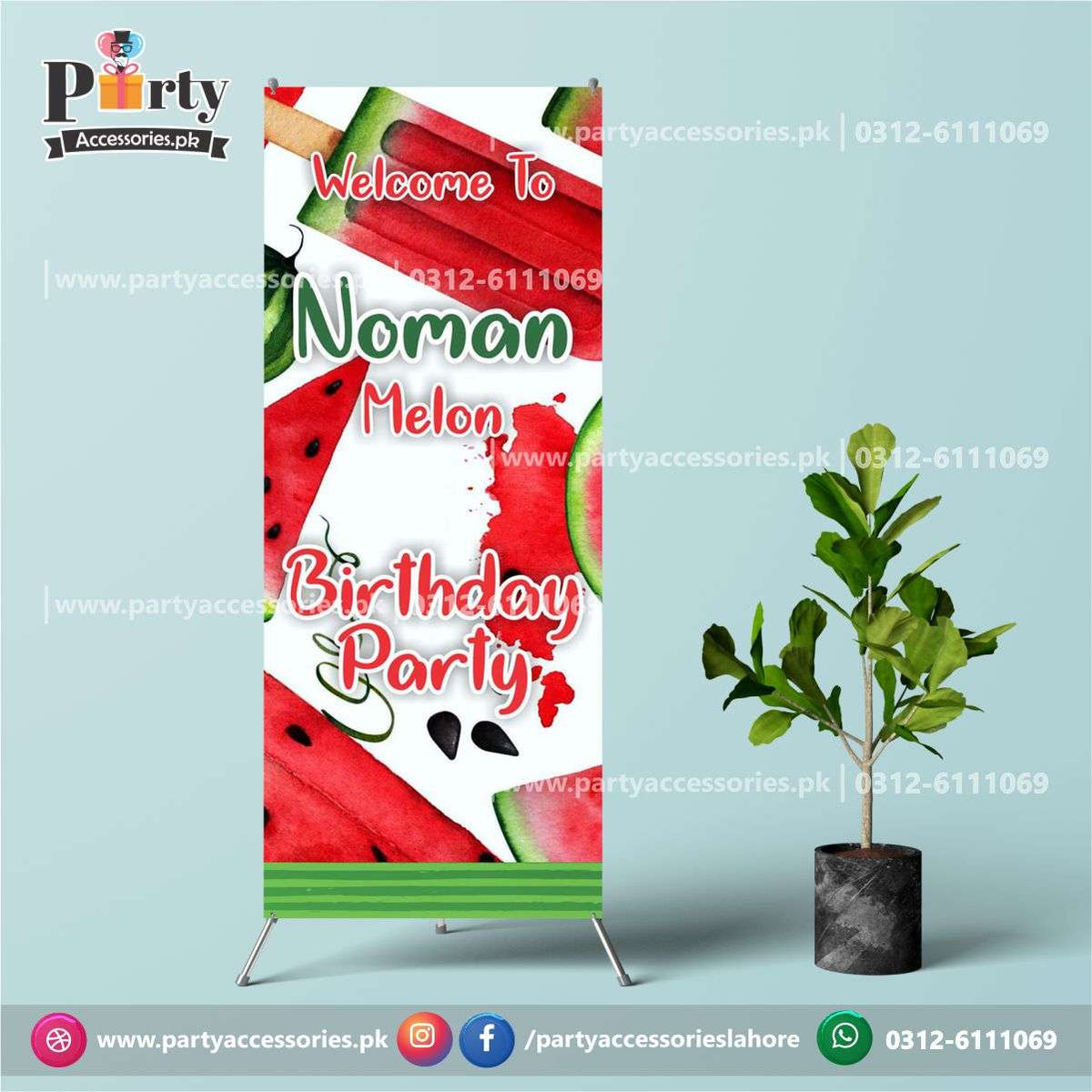 Customized Welcome Standee in One in a melon Theme Birthday Party