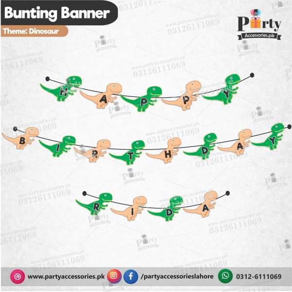 Dinosaur theme Birthday bunting Banner cutout