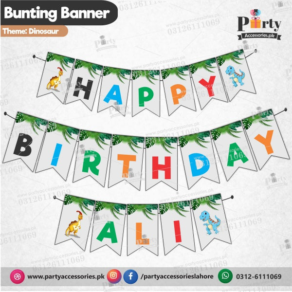 Customized Dinosaur theme Birthday bunting Banner