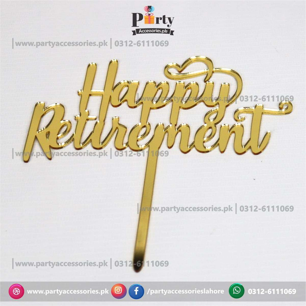 happy retirement  golden cake topper 