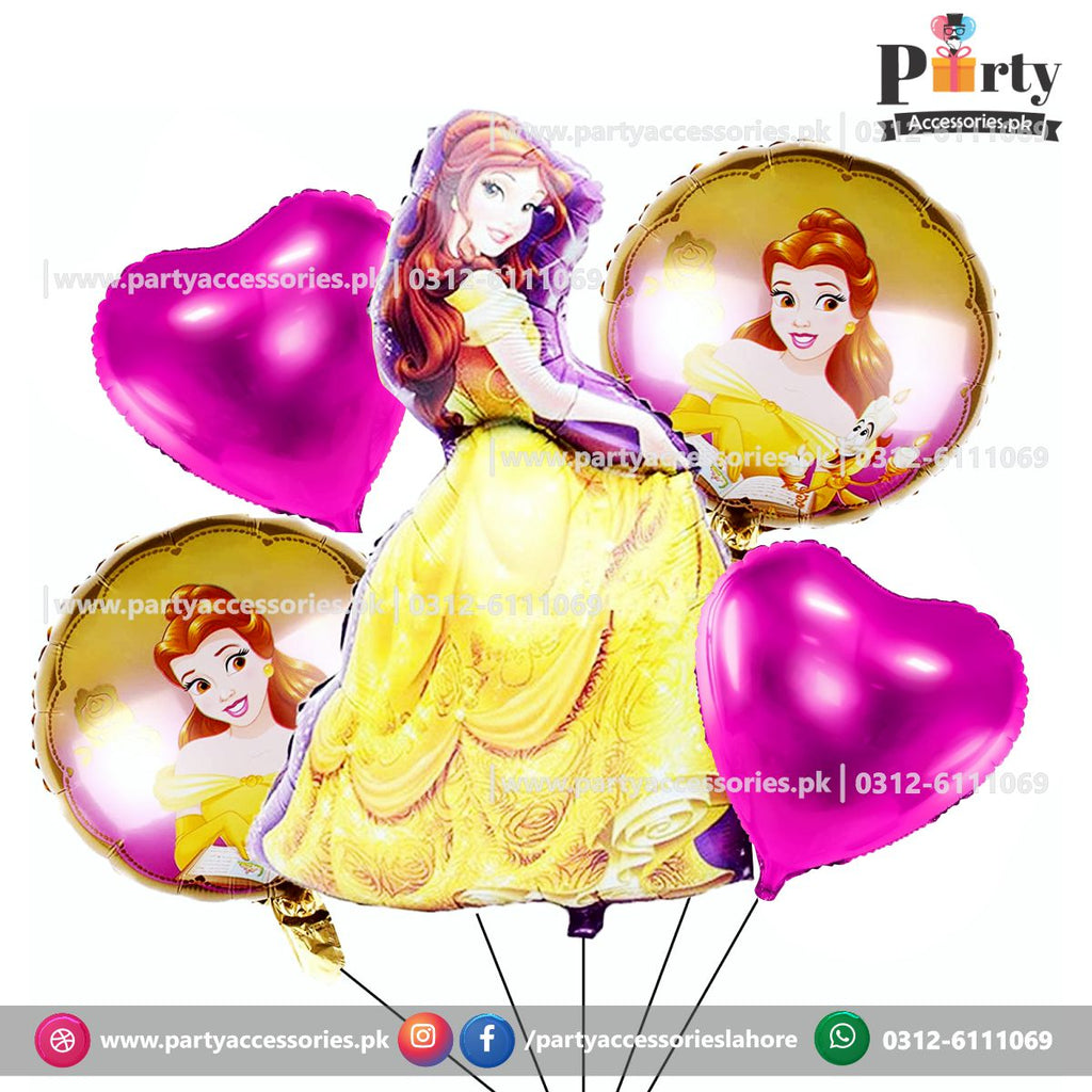 Beauty and the beast themed birthday exclusive foil balloons set of 5 pcs