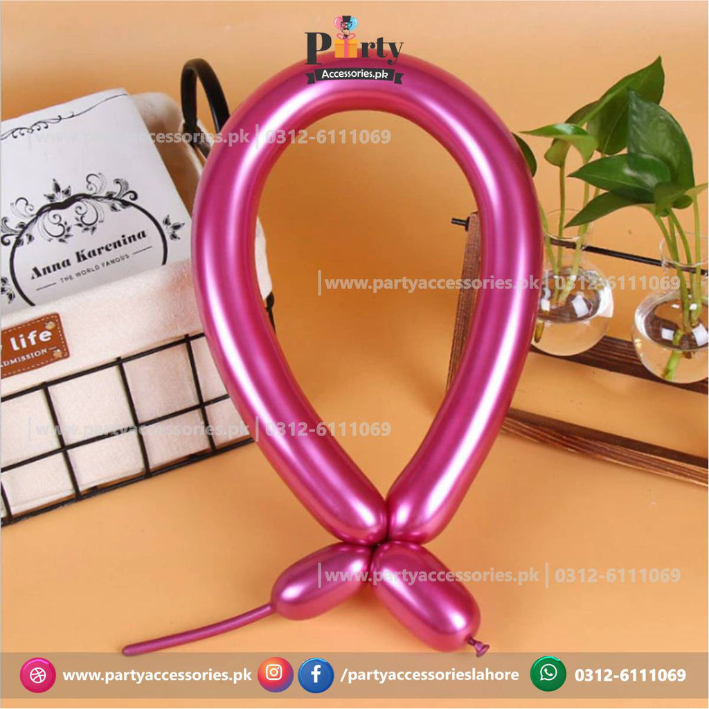 long tube shape chrome balloons extensions in pink