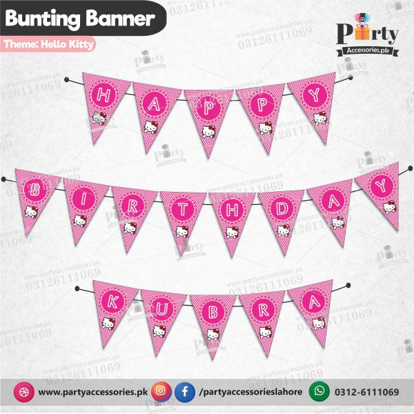 Customized Hello Kitty theme Birthday bunting Banner triangular