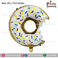 Donut shape exclusive birthday foil balloon in white for a donut theme party