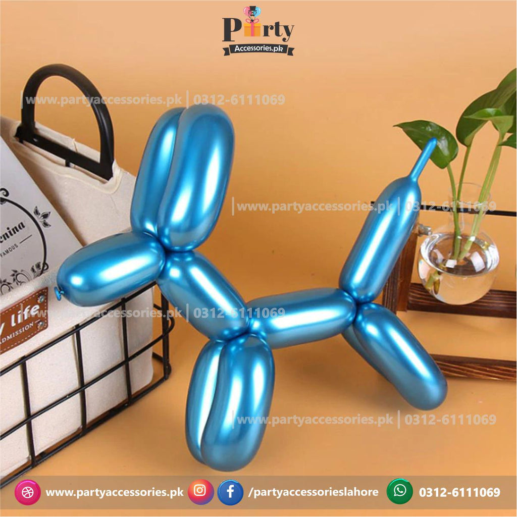 long tube shape chrome balloons extensions in blue