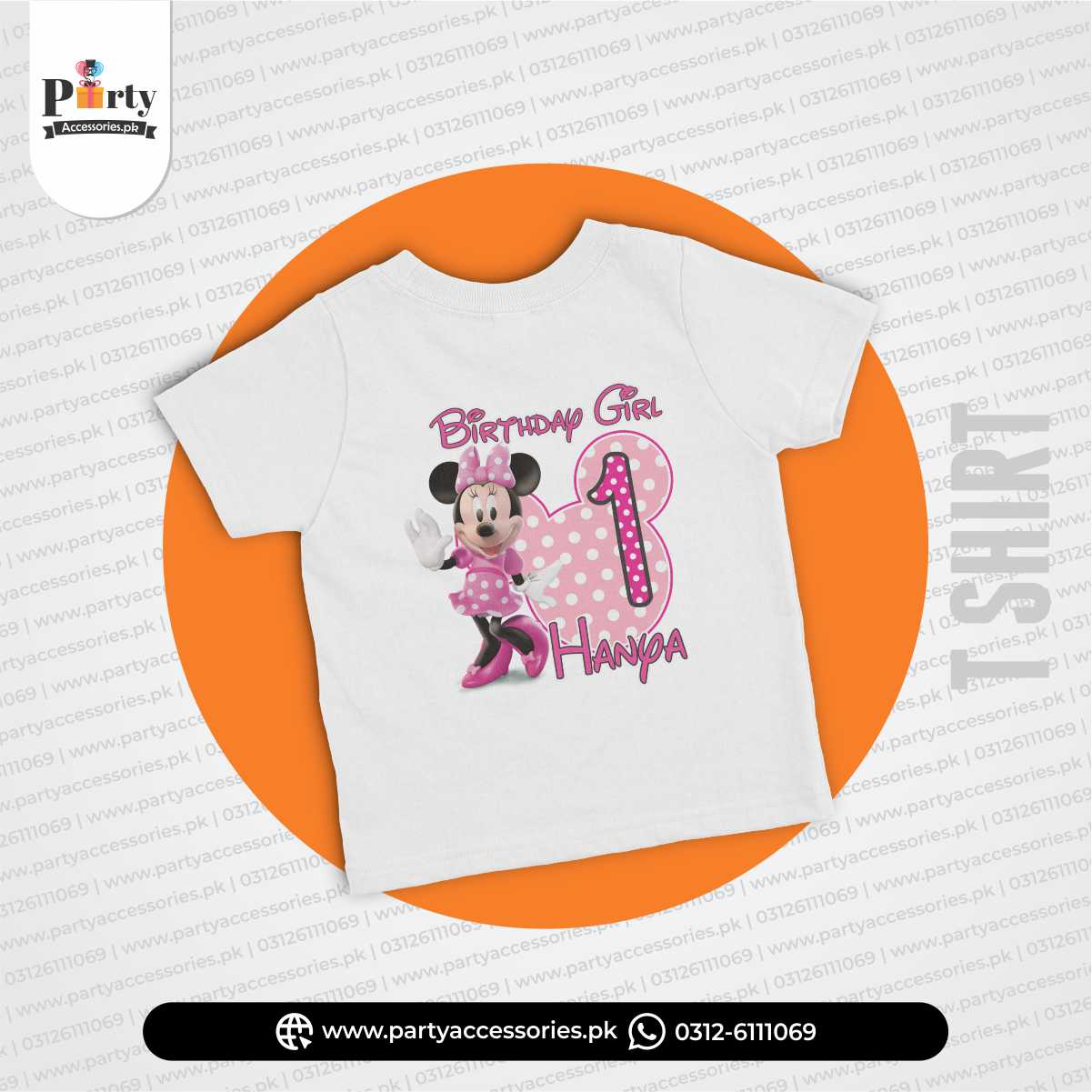 Minnie Mouse Theme Customized Kids T-shirt for Birthday Girl Celebration