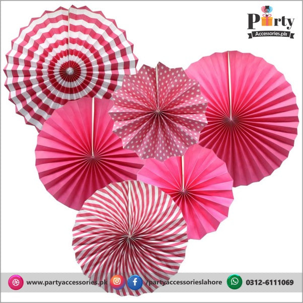 Pink Color backdrop Paper Fan Party decoration set 