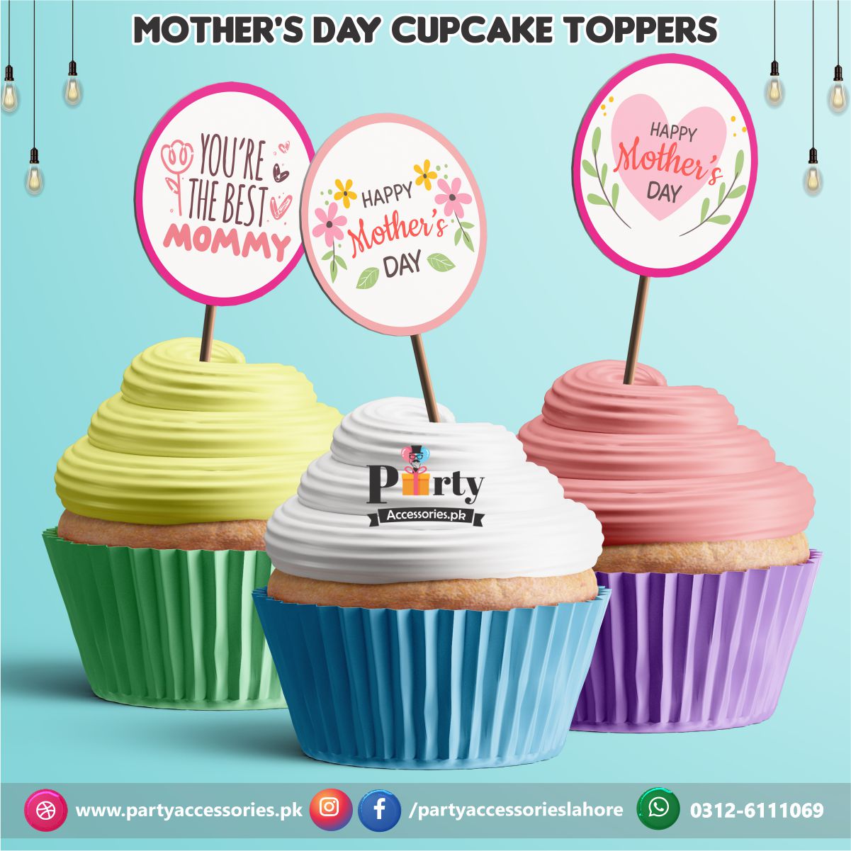 Happy Mother's Day Customized Birthday Cupcake Toppers Set