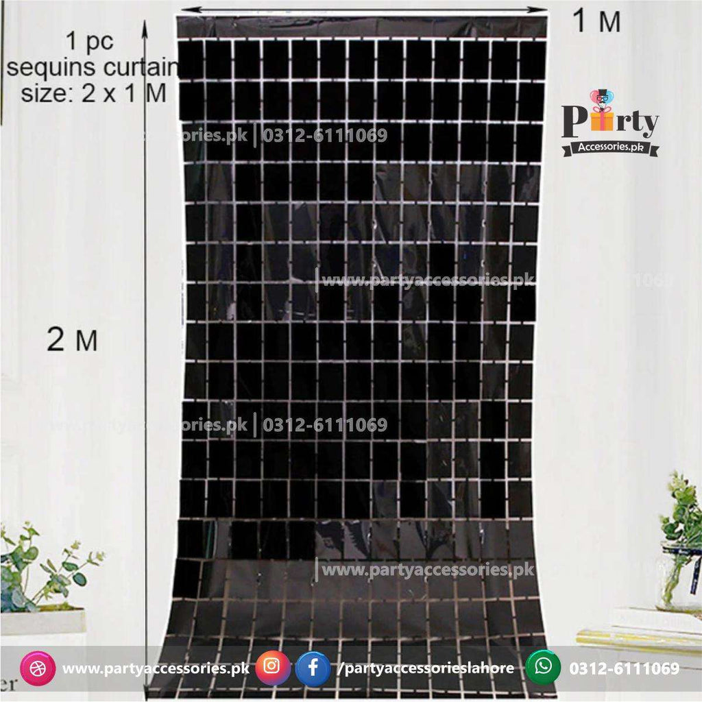 square box tinsel foil curtain black