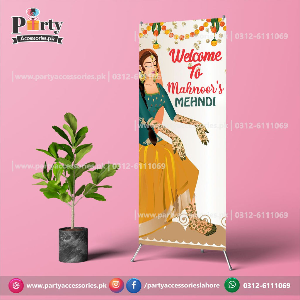 Customized Mayoun / Mehndi decorations | Welcome standee for mehendi event