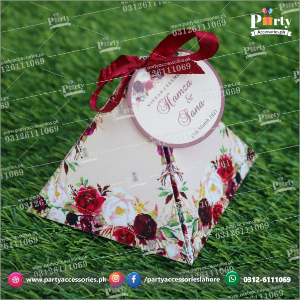 Nikkah Bid Boxes | Triangle bid Boxes with customized tag