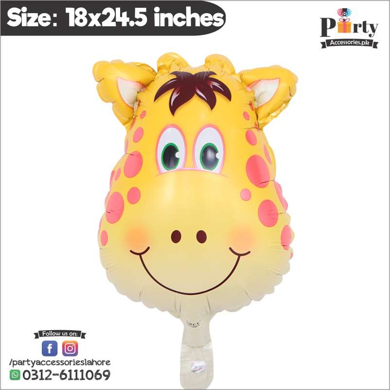 Jungle safari theme Animal face girrafe foil balloons