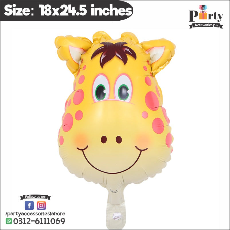 Jungle safari theme Animal face girrafe foil balloons