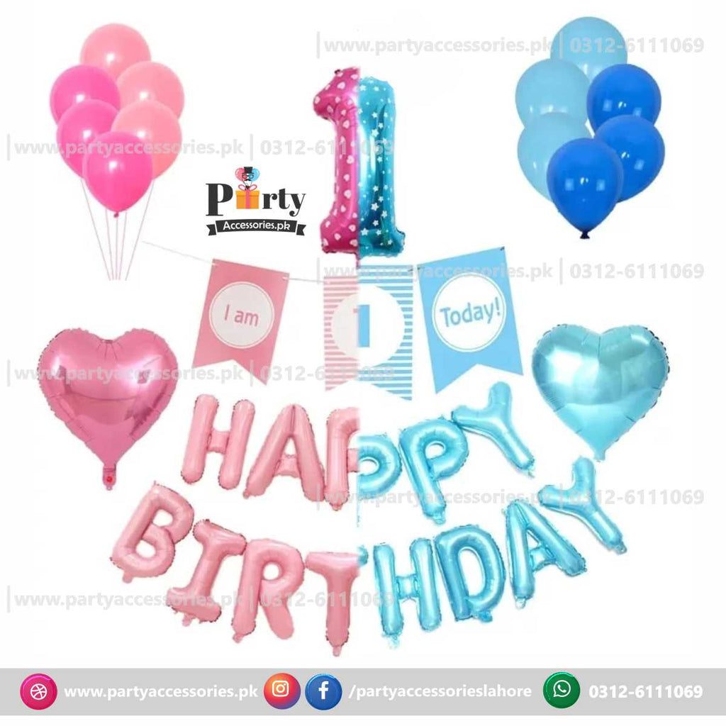 I am one today First Birthday decorations DIY kit for boy or girl