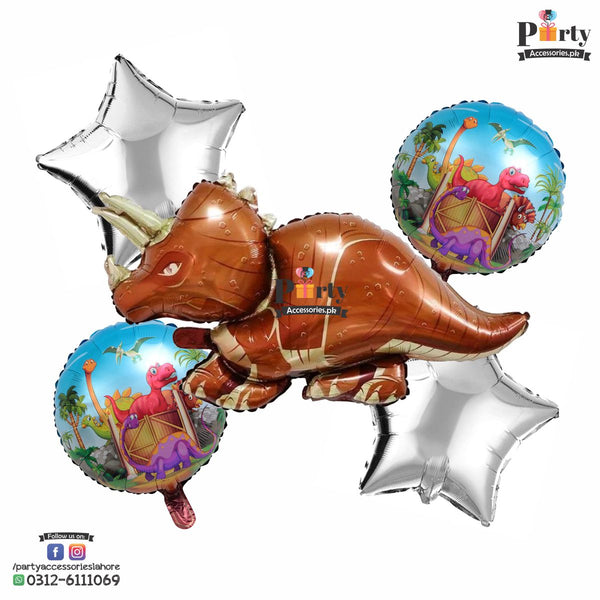 Dinosaur themed birthday exclusive foil balloons set of 5 pcs