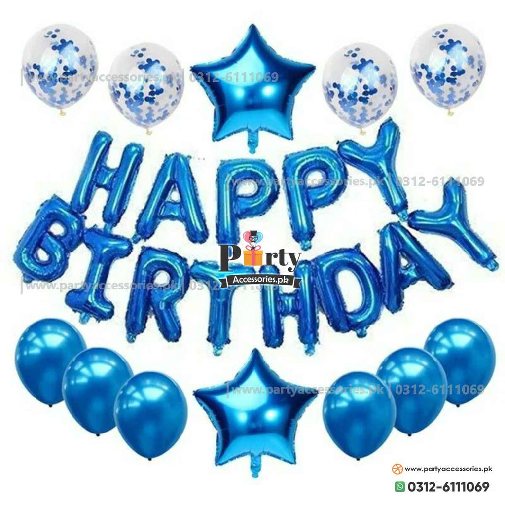 happy birthday foil balloons blue