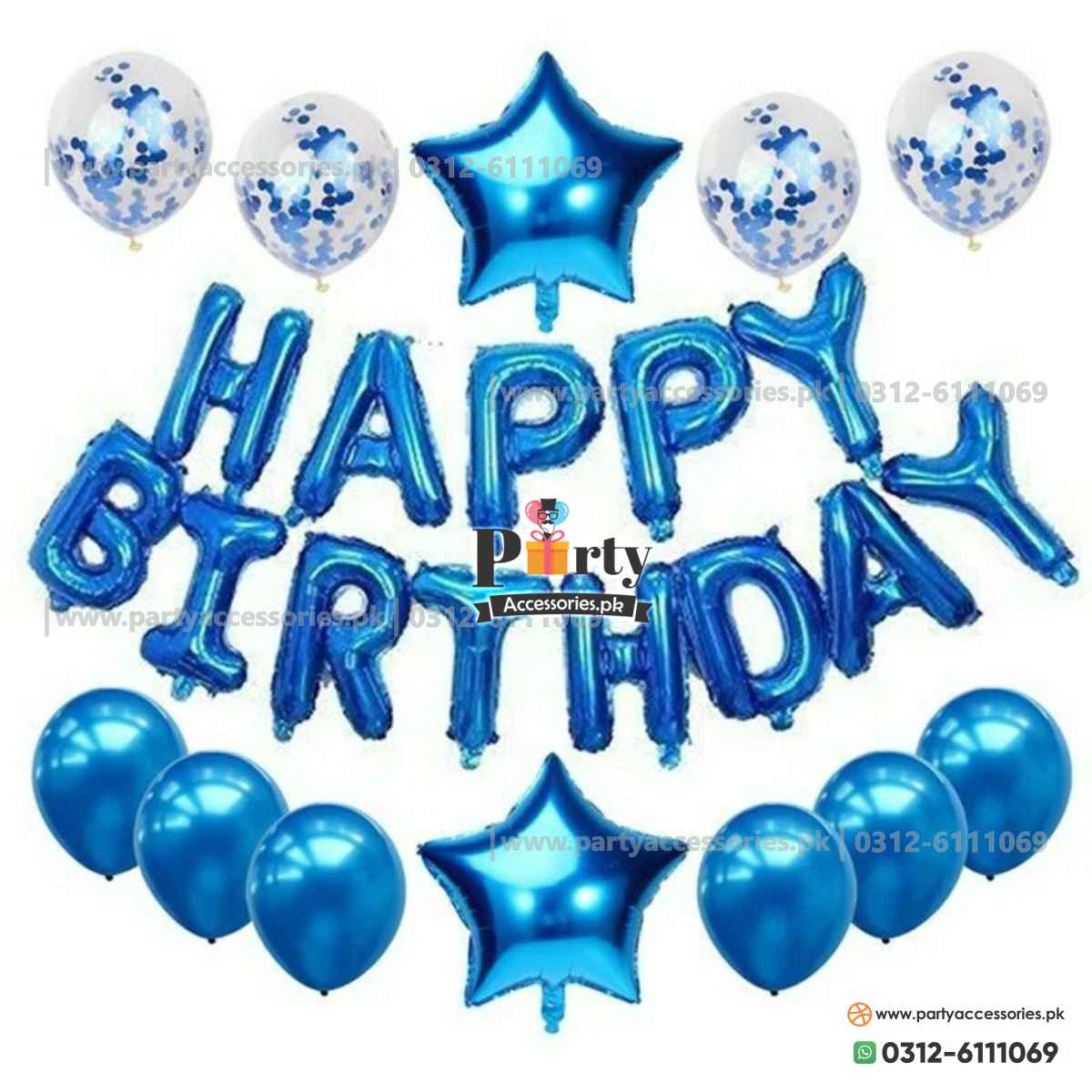happy birthday foil balloons blue