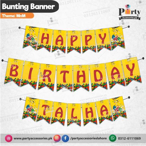Customized M&M theme Birthday Bunting Banner for Birthday