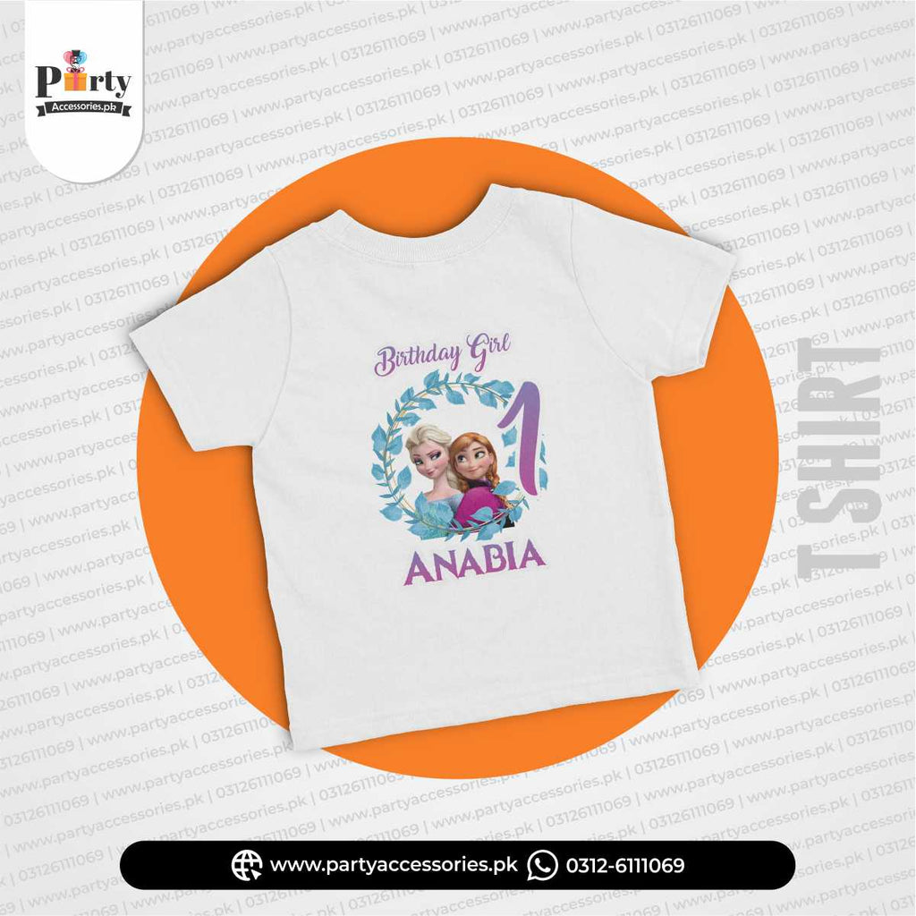 Frozen Elsa theme birthday customized T-shirt for birthday boy or girl decoration