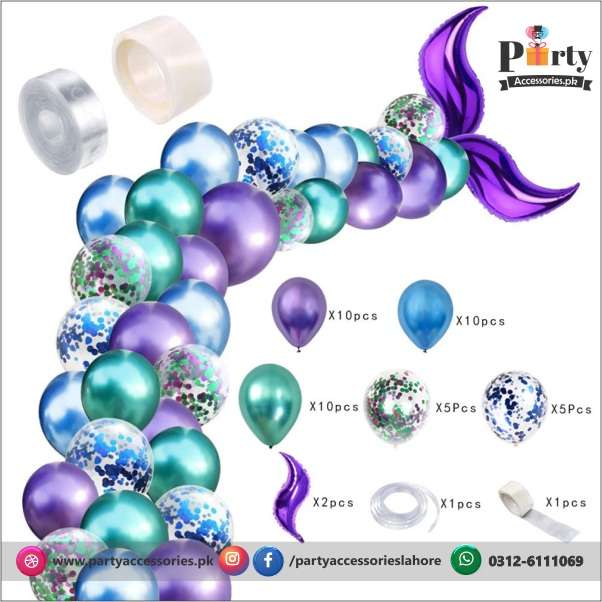 Mermaid tail garland balloon set, confetti balloons set, latex balloons mermaid tail 