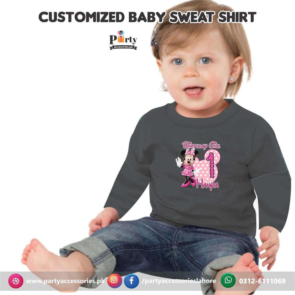 Minnie Mouse theme birthday customized Sweat shirt in Black