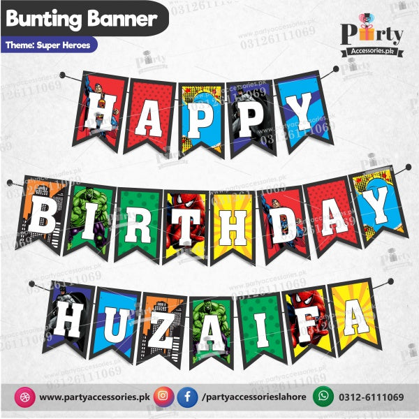 Customized Super heroes Avengers theme Birthday bunting Banner