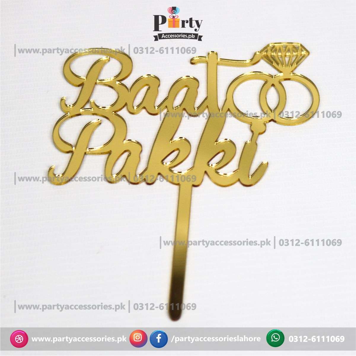 baat pakki golden cake topper
