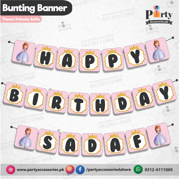 Customized Princess Sofia theme Birthday bunting Banner