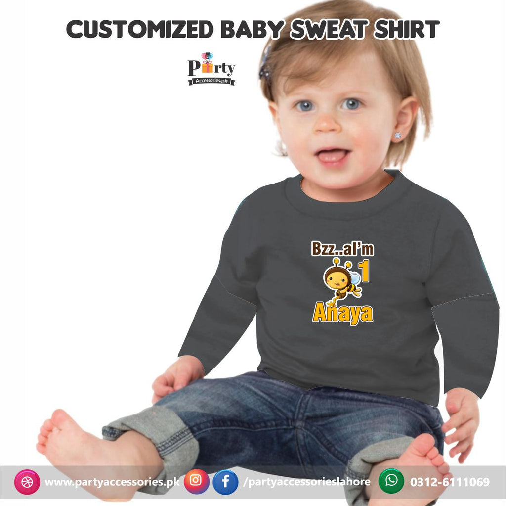 Honey Bee theme birthday customized Sweat shirt in Black