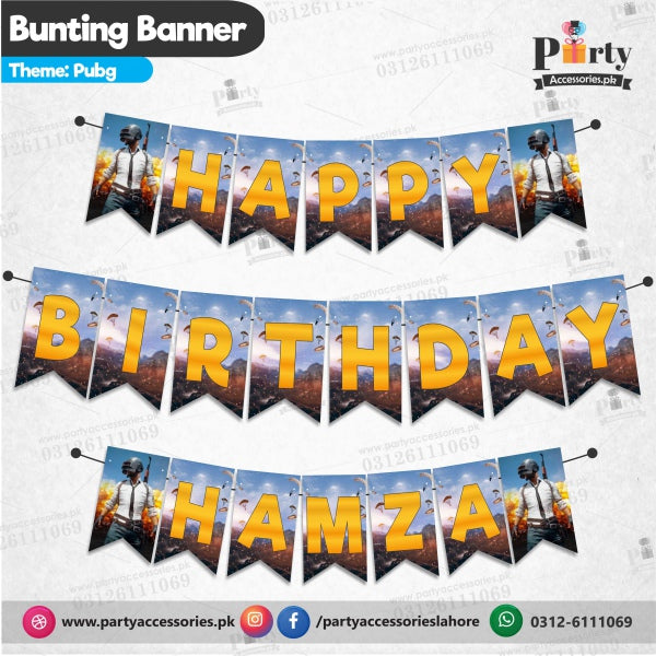 Customized PUBG theme Birthday bunting Banner