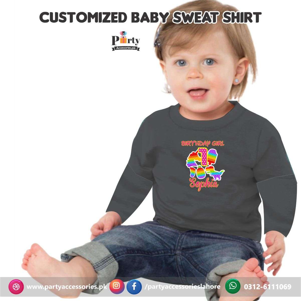 Pop it theme birthday customized Sweat shirt in Black