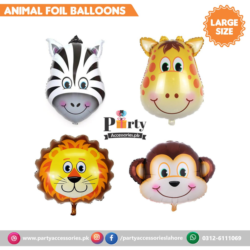 Jungle safari theme Animal face foil balloons