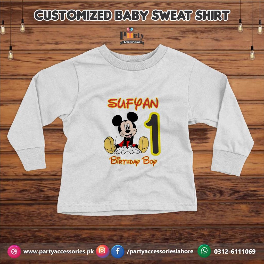 Mickey Mouse theme birthday customized Sweat shirt in White