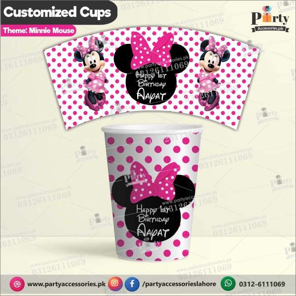 Customized disposable Paper CUPS for Minnie Mouse theme party