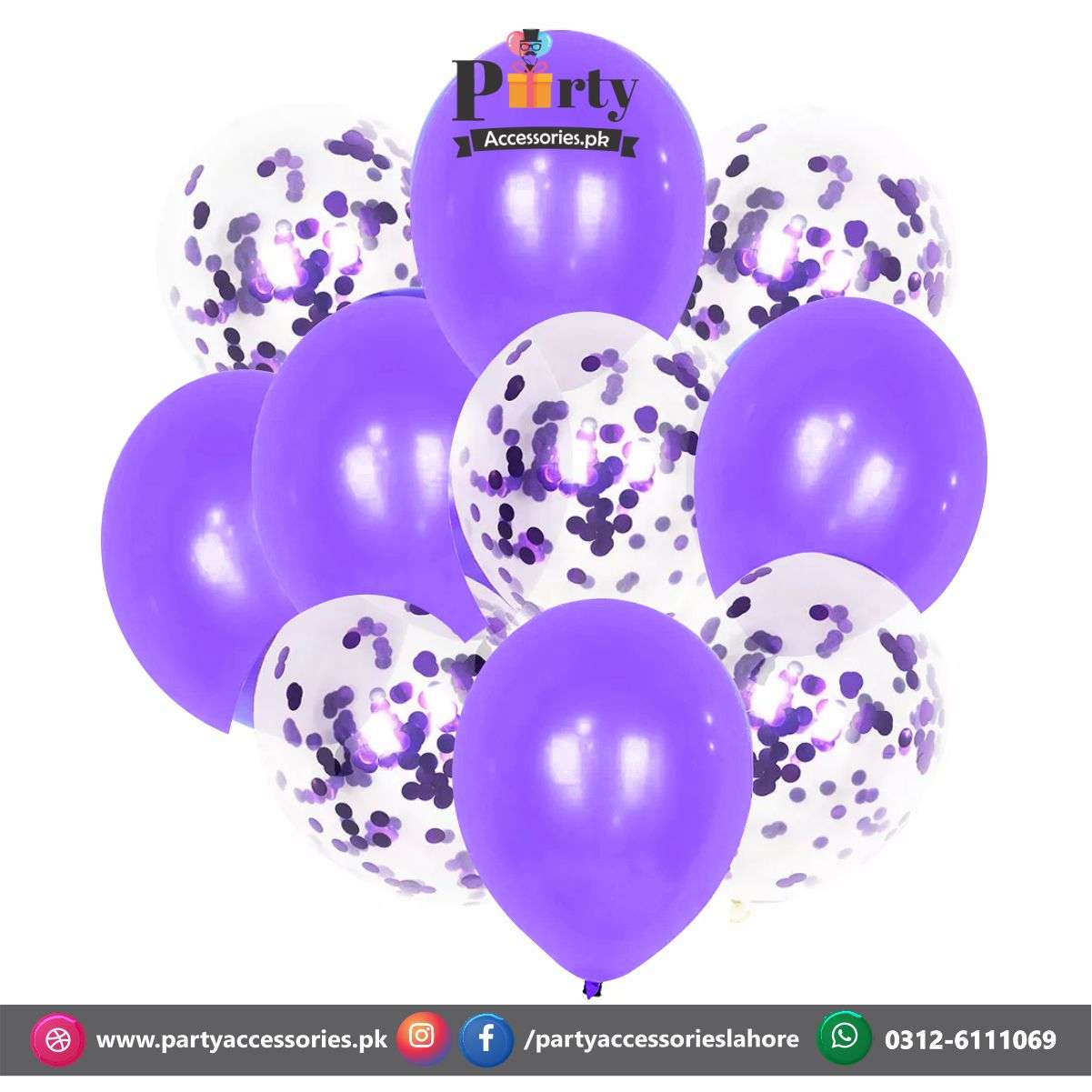 Purple Confetti balloon set