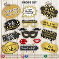 happy birthday photo props IN GOLDEN AND BLACK COLOR 